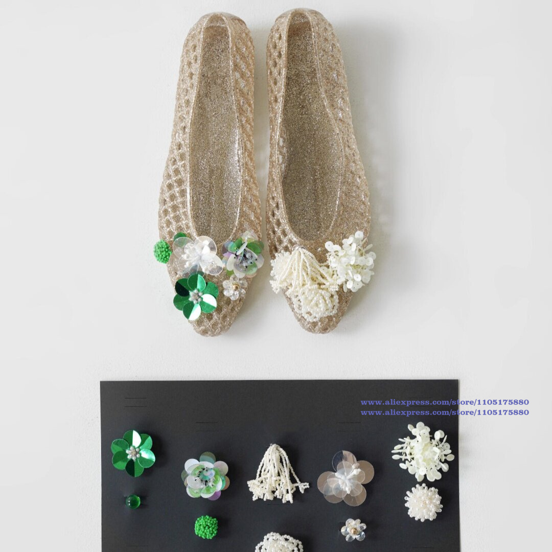 Jelly Sandal Women - Glitter Gold Hollow Jelly Flat Shoes