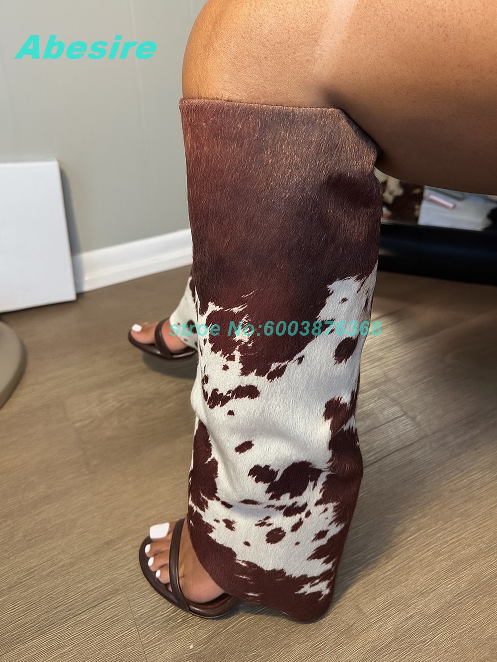 Cow Pattern Patchwork Suede Sa - Women Shoes Boots 评论和价格