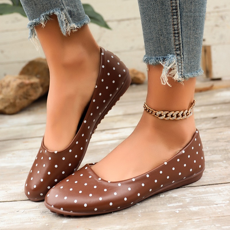 Ladies White Polka Dot Flats R - Loafer Flat Women 评论和价格