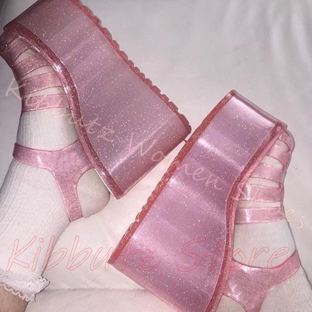 Platform Glitter Jelly Sandals - Jelly Sandal Women 评论和价格