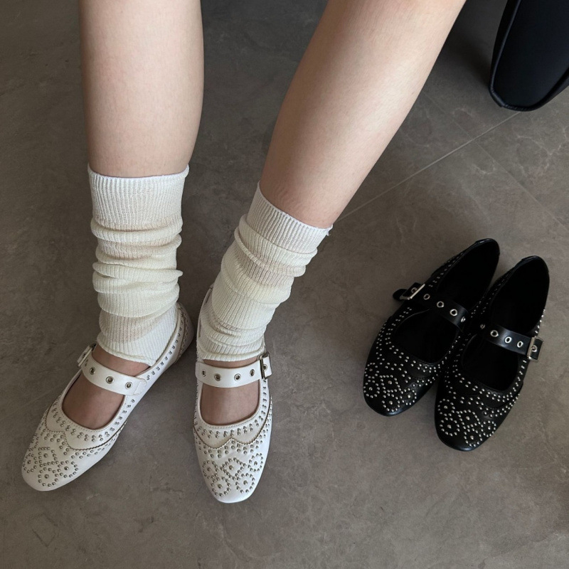 Retro Rivet Buckle Design Flat - Women Shoes Brand 评论和价格