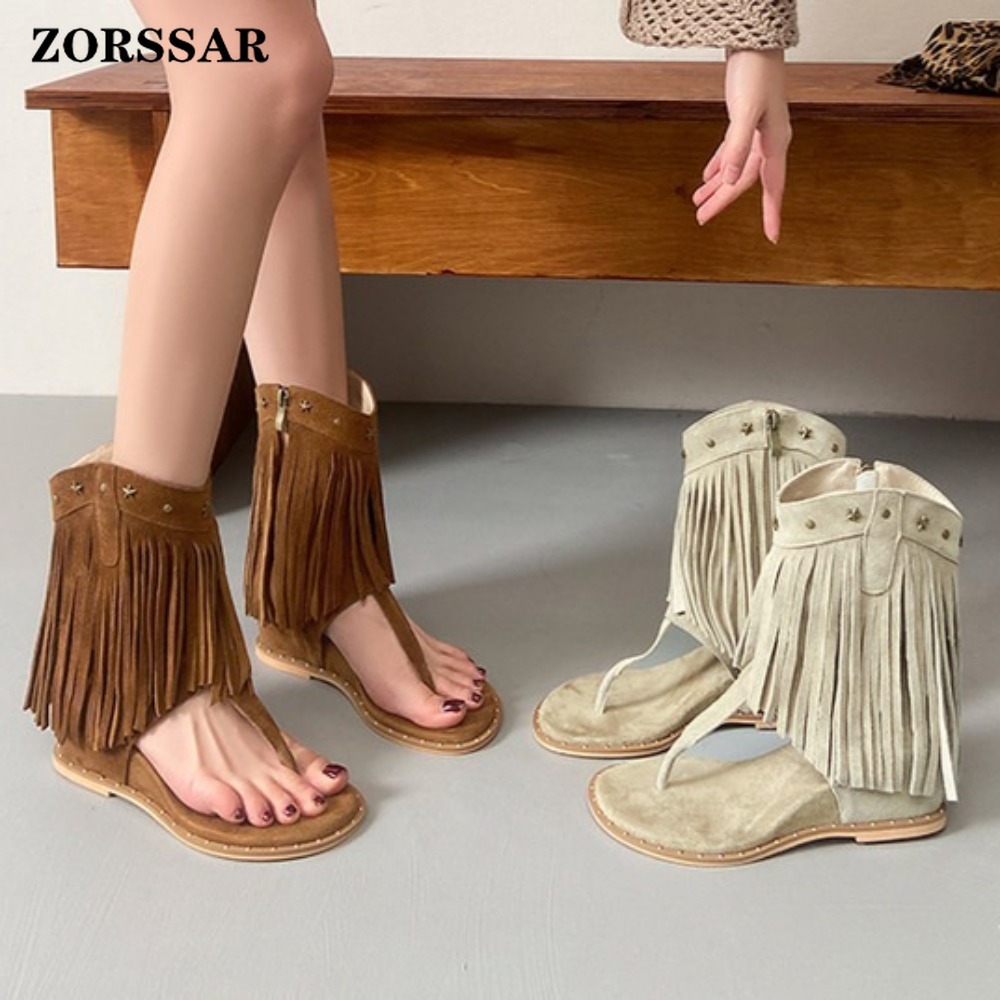 Women's Fringe Decor Studded T - Women Shoes Boots 评论和价格