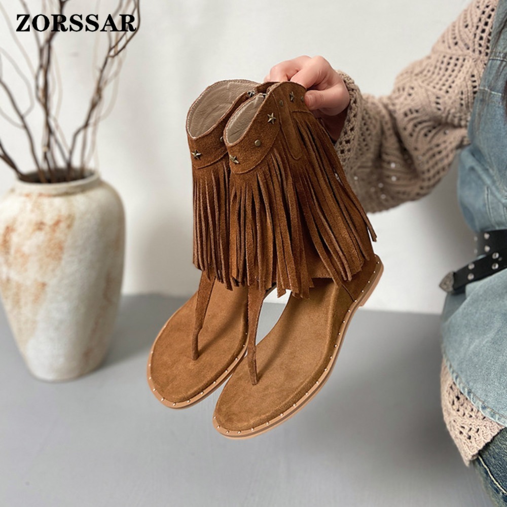 Women's Fringe Decor Studded T - Women Shoes Boots 评论和价格