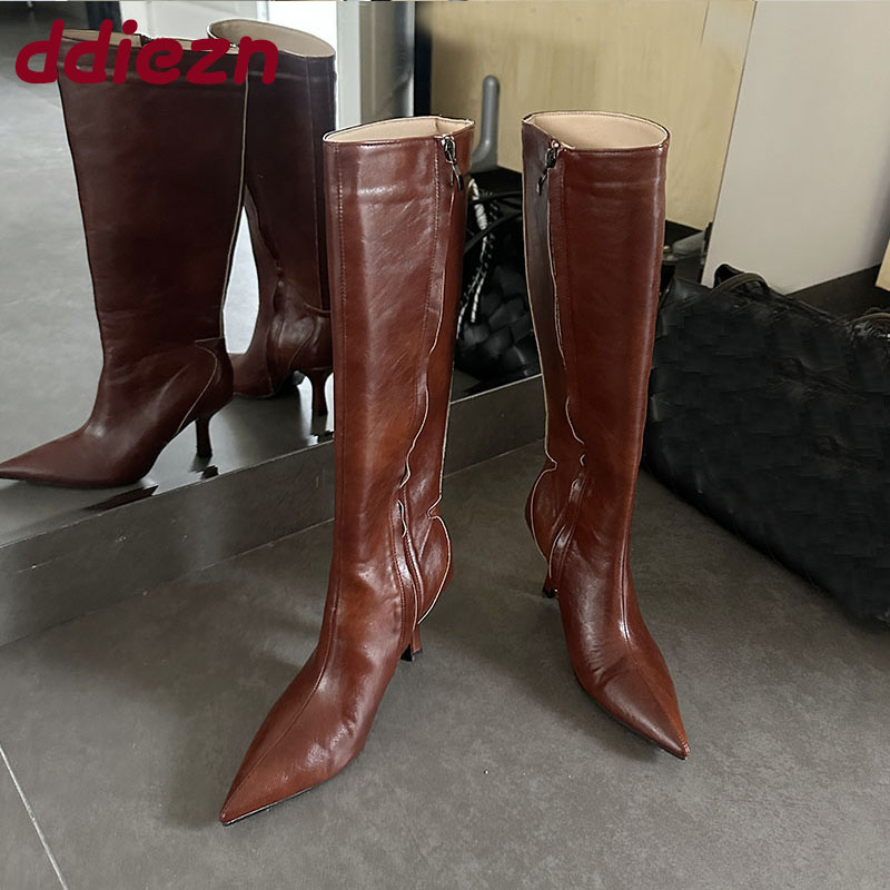 Fashion Pointed Toe Ladies Kne - Women Shoes Boots 评论和价格