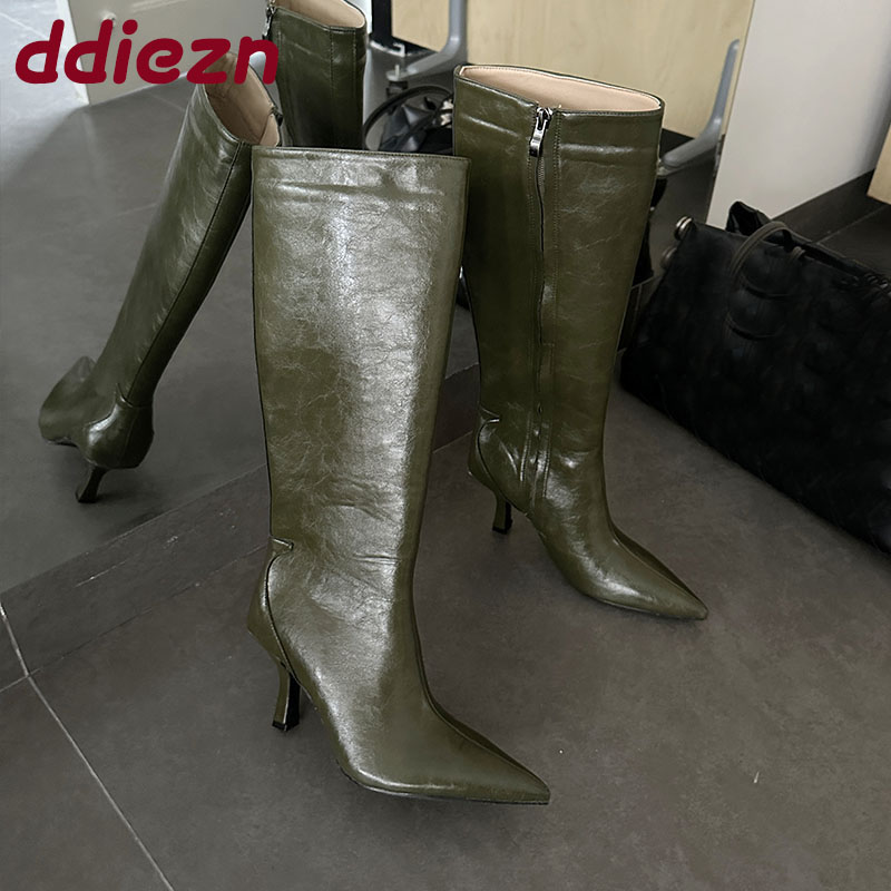 Fashion Pointed Toe Ladies Kne - Women Shoes Boots 评论和价格