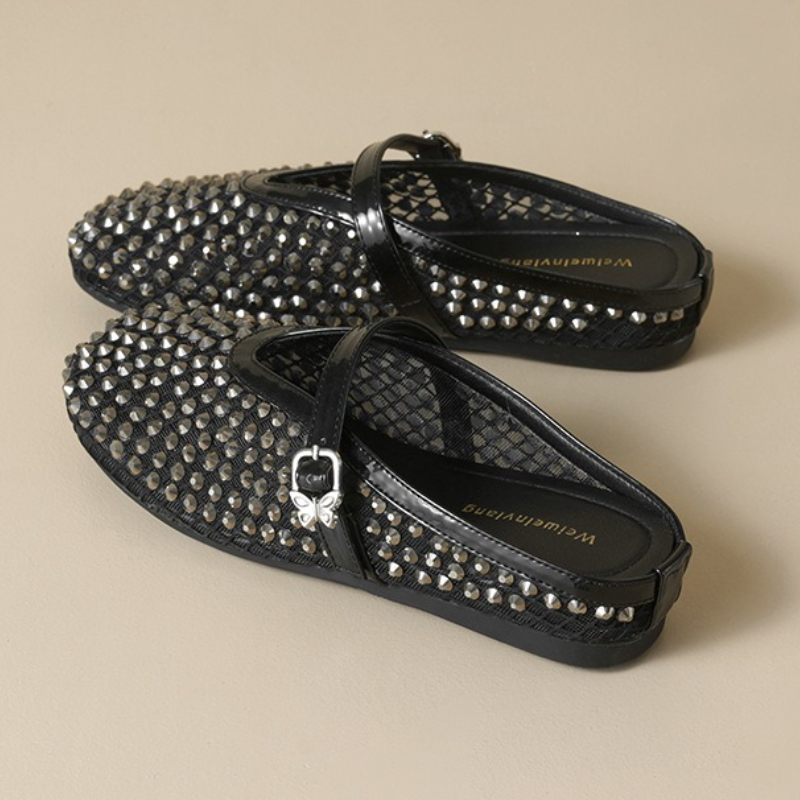 Mesh Rhinestone Brand Slippers - Mule Slip On 评论和价格
