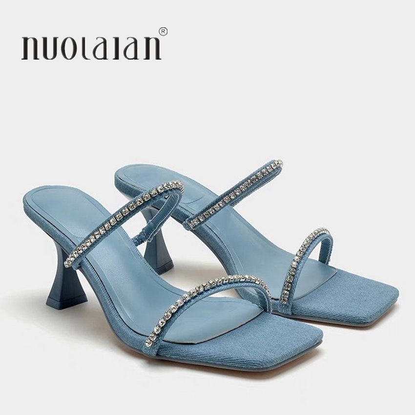 Denim Rhinestone Heels Sandals - Women Shoes Zara 评论和价格