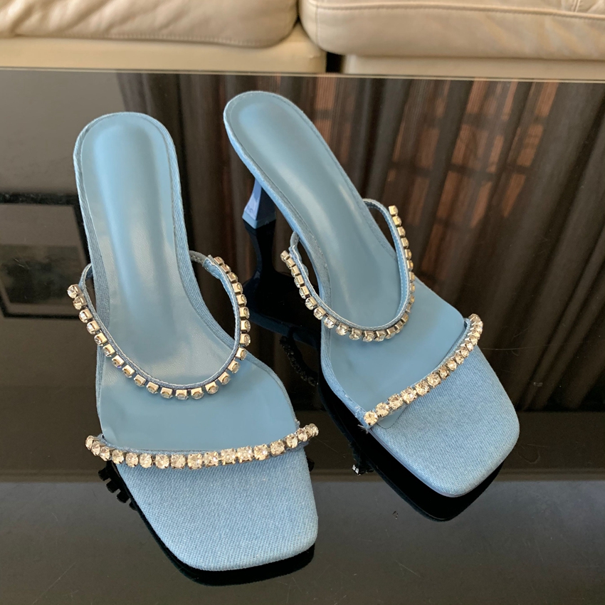 Denim Rhinestone Heels Sandals - Women Shoes Zara 评论和价格
