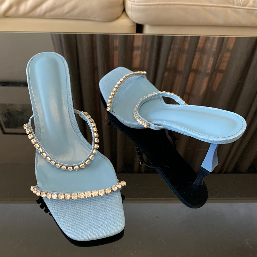 Denim Rhinestone Heels Sandals - Women Shoes Zara 评论和价格