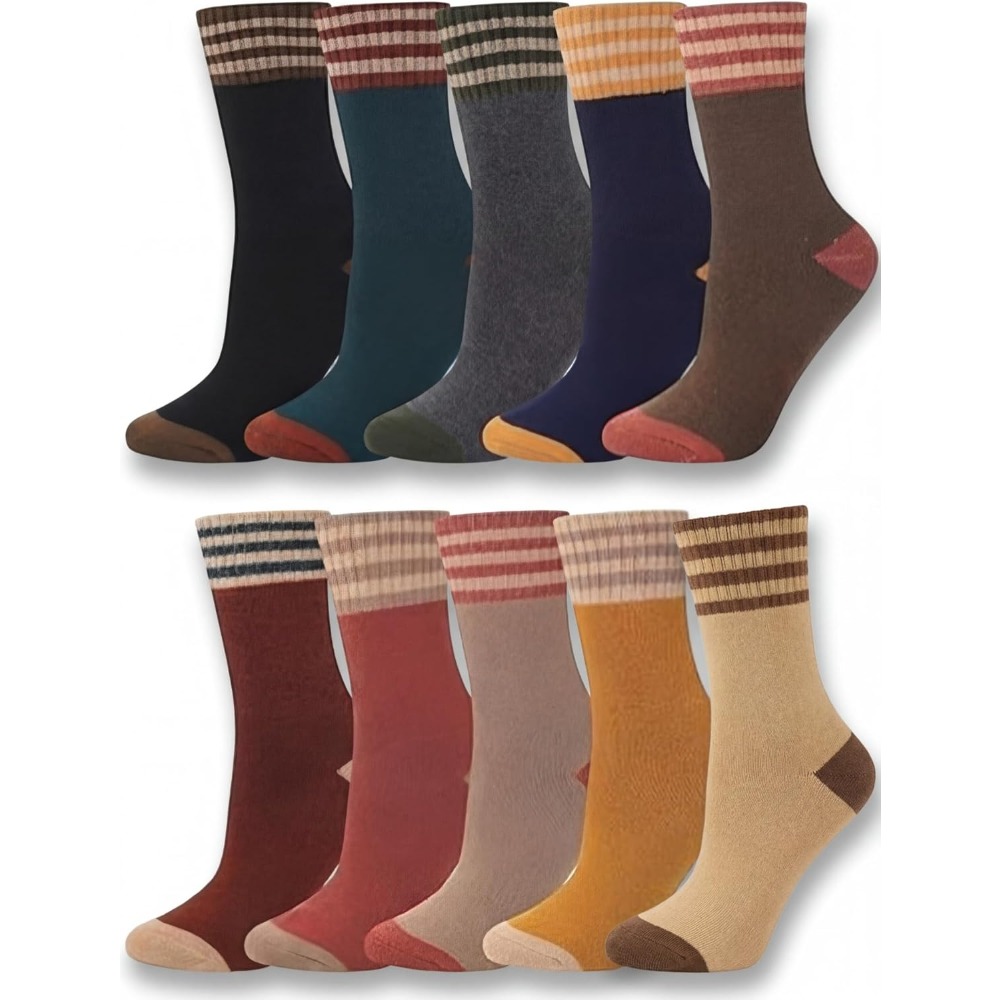 5 Pairs Women Crew Socks Knitt - Women'S Shoes For Crews 评论和价格