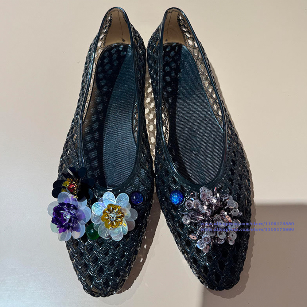 Glitter Gold Hollow Jelly Flat - Jelly Sandal Women 评论和价格