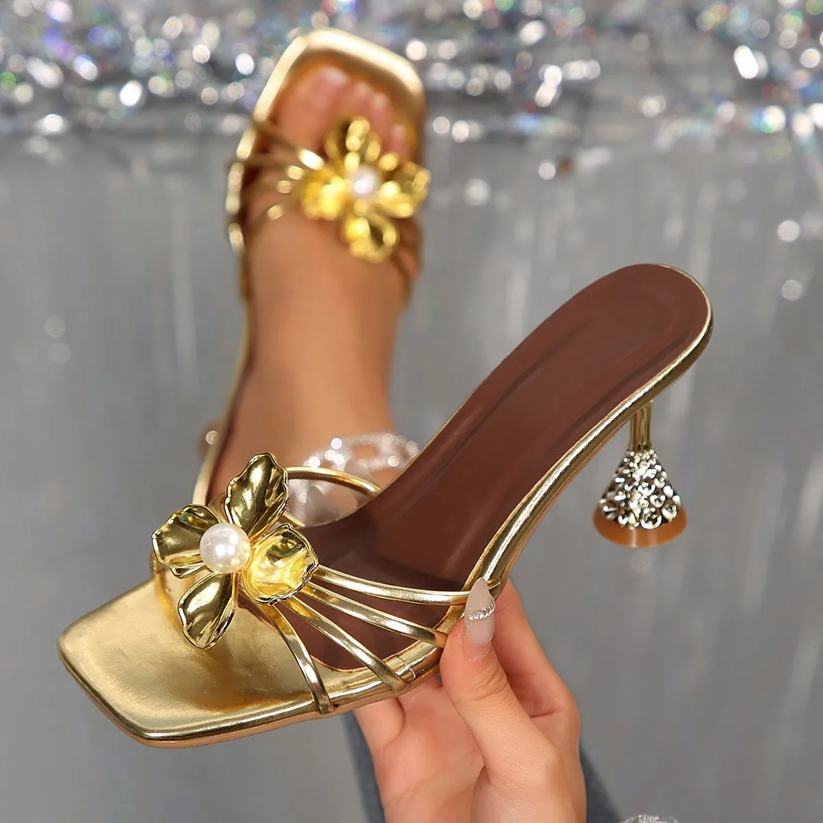Vintage Metal Flower Crystal C - Women'S Shoes Plus Size 评论和价格