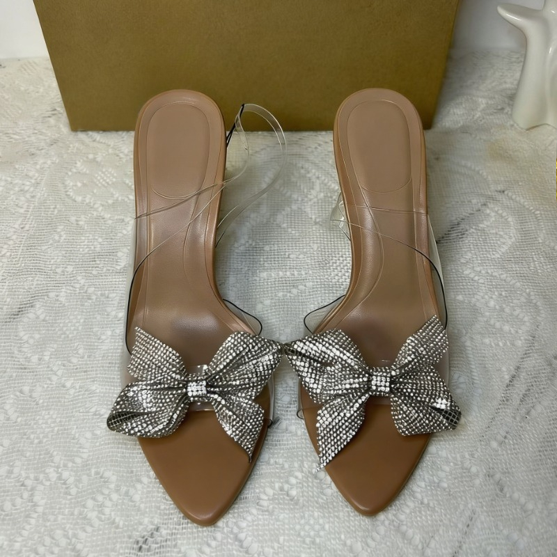 Clear PVC Rhinestone Bow Heels - Jelly Sandal Women 评论和价格