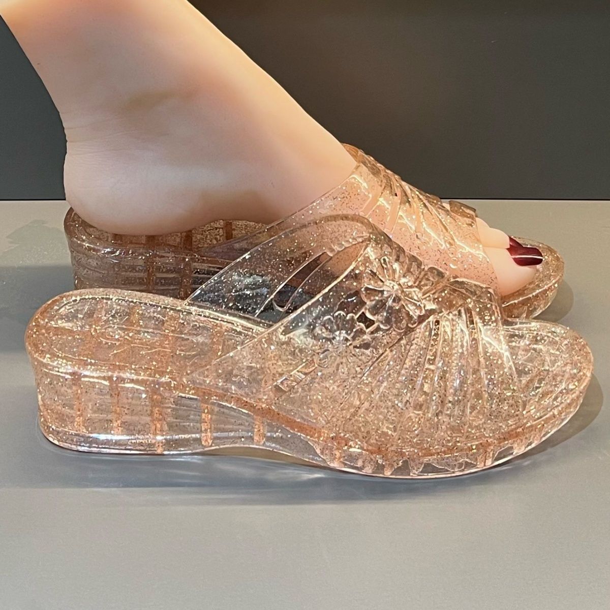 WFashion Purple Glitter Jelly  - Jelly Sandal Women 评论和价格