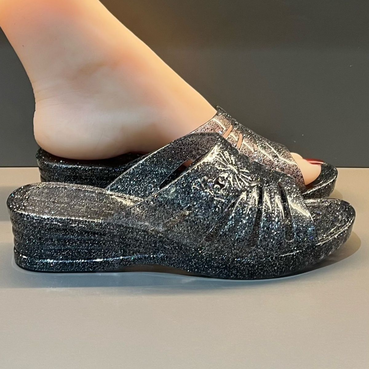 WFashion Purple Glitter Jelly  - Jelly Sandal Women 评论和价格