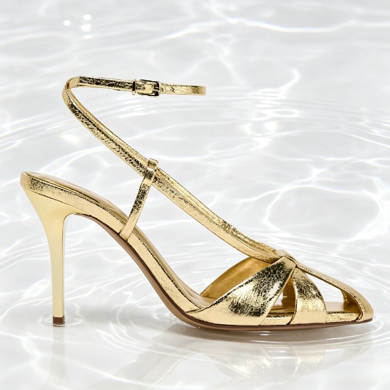 Fashion Gold Thin Heeled Sanda - Women Shoes Brand 评论和价格