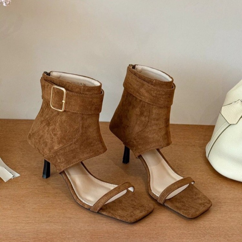 Retro Summer New Square Toe Op - Women Shoes Boots 评论和价格